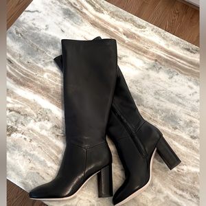 Black Leather Vince Heeled Boots